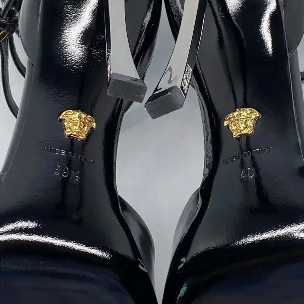 Versace Pin Point Leather Ankle Strap Pumps